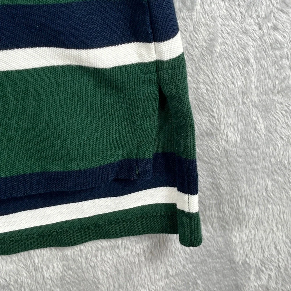 Polo Ralph Lauren XL Custom Fit Green Stripe Polo Shirt Yellow Pony Pique Cotton